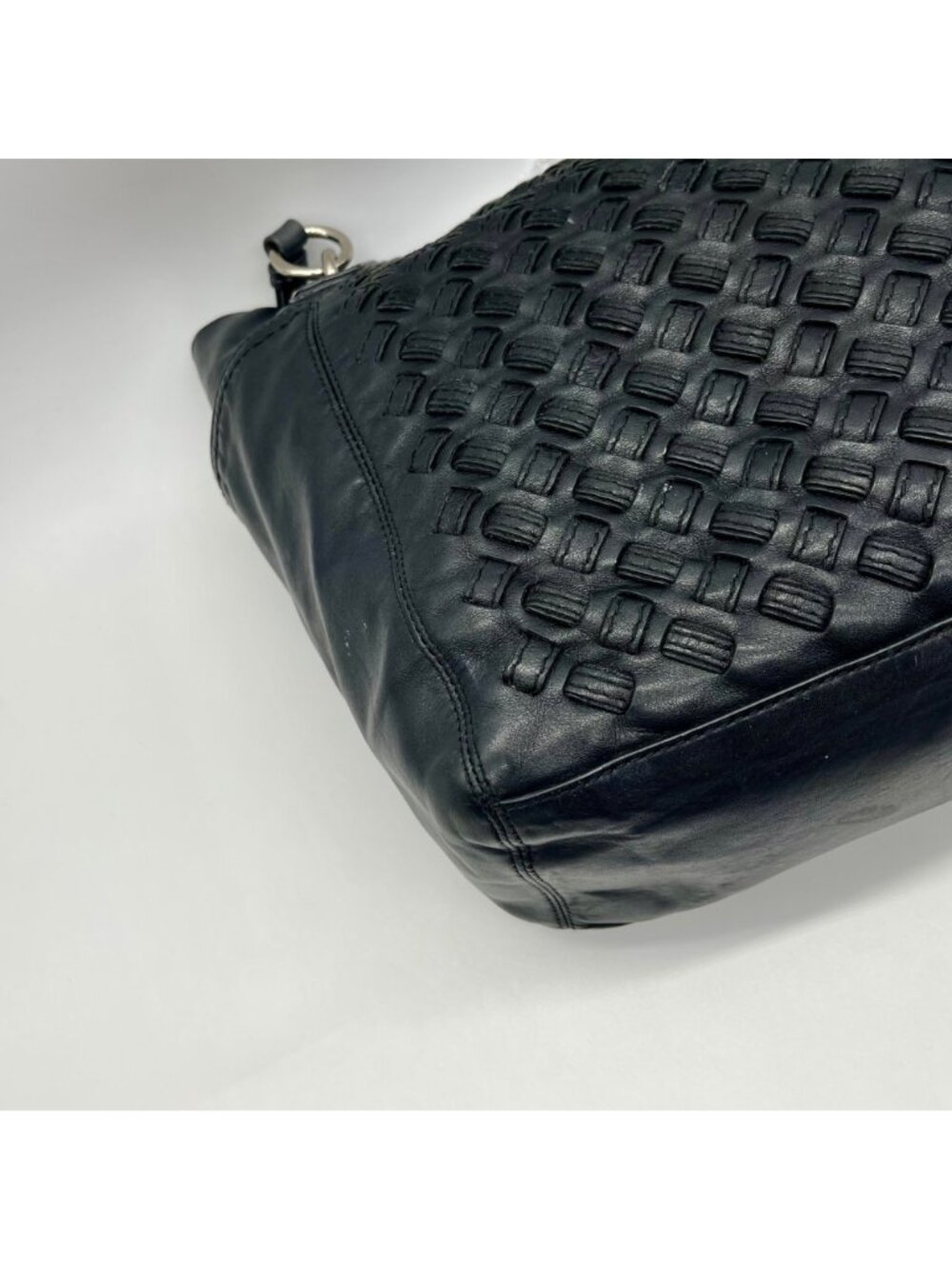 Coach Black Woven Leather Shoulder Bag F17099 - Picture 9 of 11
